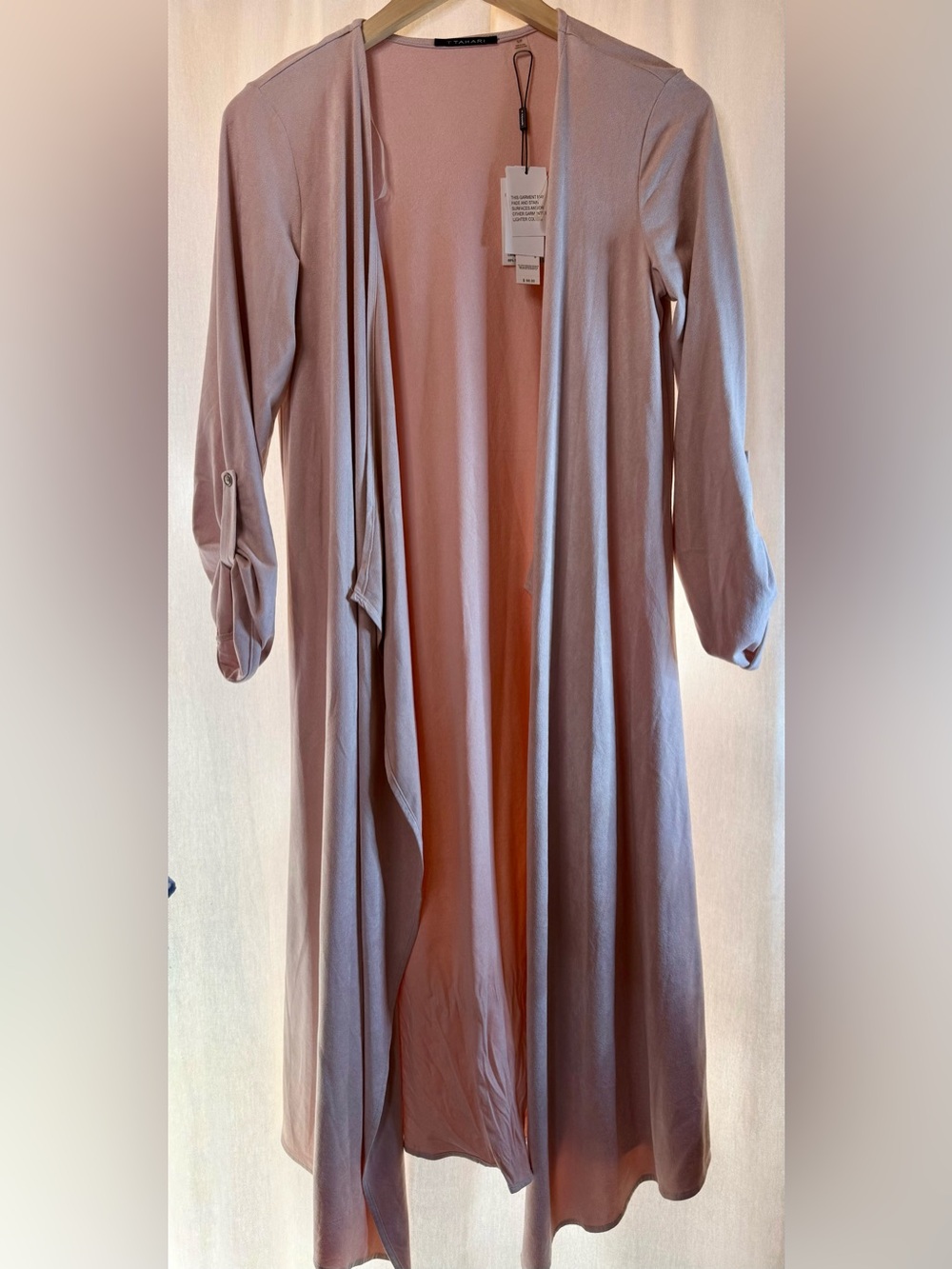 T Tahari Dusty Pink Faux Leather Duster